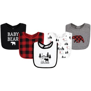 image:imageHudson Baby Unisex Baby Cotton Bibs Popsicle One SizeBuffalo Plaid Bear