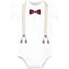 image:imageHudson Baby Infant Boy Cotton Bodysuits Burgundy Beige Suspender 1824 Months