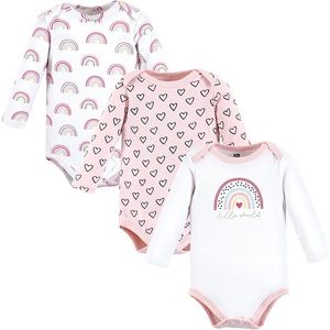image:imageHudson Baby Baby Girls Cotton Longsleeve Bodysuits 3packModern Rainbow