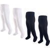 image:imageHudson Baby Girls Cotton Tights 4 PackBlack White Cableknit