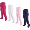 image:imageHudson Baby Girls Cotton Tights 4 PackCream Pink Cableknit
