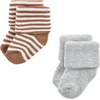 image:imageHudson Baby Baby 8pack Cotton Rich Newborn and Terry SocksDark Earth Tone Stripes