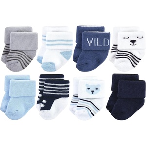 image:imageHudson Baby Baby 8pack Cotton Rich Newborn and Terry SocksBear Boy 8pack