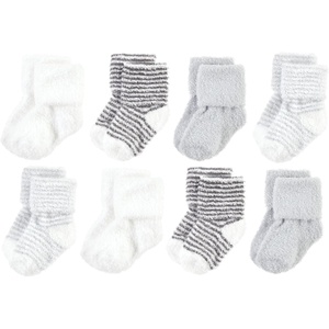 image:imageHudson Baby Baby 8pack Cotton Rich Newborn and Terry SocksGray Stripe 8 Pack