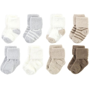 image:imageHudson Baby Baby 8pack Cotton Rich Newborn and Terry SocksGray Taupe Stripe