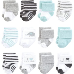 image:imageHudson Baby Baby 8pack Cotton Rich Newborn and Terry SocksMom and Dad Gray Mint 12pack