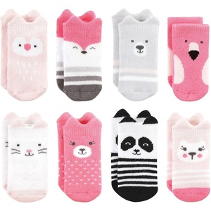 image:imageHudson Baby Baby 8pack Cotton Rich Newborn and Terry SocksPink Animals