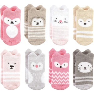 image:imageHudson Baby Baby 8pack Cotton Rich Newborn and Terry SocksPink Girl Woodland