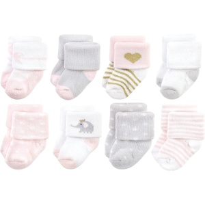 image:imageHudson Baby Baby 8pack Cotton Rich Newborn and Terry SocksPink Gray Elephant