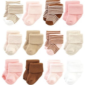 image:imageHudson Baby Baby 8pack Cotton Rich Newborn and Terry SocksPink Tan Stripe