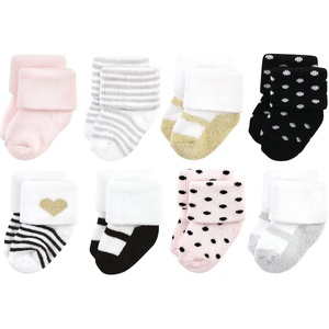 image:imageHudson Baby Baby 8pack Cotton Rich Newborn and Terry SocksSilver Gold Pink