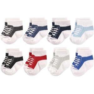 image:imageHudson Baby Baby 8pack Cotton Rich Newborn and Terry SocksSneaker Black Blue
