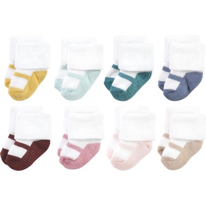 image:imageHudson Baby Baby 8pack Cotton Rich Newborn and Terry SocksSoft Earth Tone Shoes