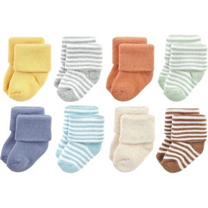 image:imageHudson Baby Baby 8pack Cotton Rich Newborn and Terry SocksSoft Earth Tone Stripes