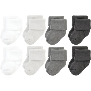 image:imageHudson Baby Baby 8pack Cotton Rich Newborn and Terry SocksSolid Gray White
