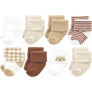 image:imageHudson Baby Baby 8pack Cotton Rich Newborn and Terry SocksTeddy Bear