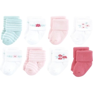 image:imageHudson Baby Baby 8pack Cotton Rich Newborn and Terry SocksTiny Flowers