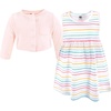 image:imageHudson Baby Infant and Toddler Girls Cotton Dress and Cardigan SetHappy Stripe