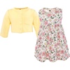 image:imageHudson Baby Infant and Toddler Girls Cotton Dress and Cardigan SetPink Yellow Pretty Floral