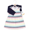 image:imageHudson Baby Infant and Toddler Girls Cotton Dress and Cardigan SetSunset Stripe