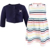 image:imageHudson Baby Infant and Toddler Girls Cotton Dress and Cardigan SetSunset Stripe