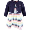 image:imageHudson Baby Infant and Toddler Girls Cotton Dress and Cardigan SetSunset Stripe