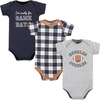 image:imageHudson Baby Unisex Baby Cotton Bodysuits Football Huddles 3Pack Newborn