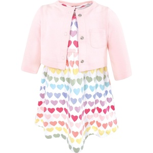 image:imageHudson Baby Infant and Toddler Girls Cotton Dress and Cardigan SetCascading Hearts