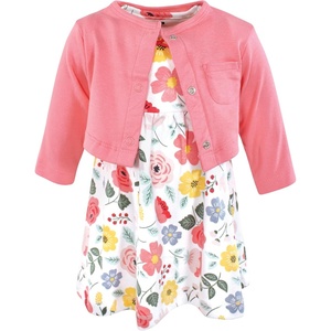 image:imageHudson Baby Infant and Toddler Girls Cotton Dress and Cardigan SetModern Botanical