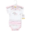 image:imageHudson Baby Baby Girls 3pc Cotton BodysuitsPink Gray Elephant