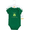 image:imageHudson Baby Baby Girls 3pc Cotton BodysuitsSt Patricks Rainbow