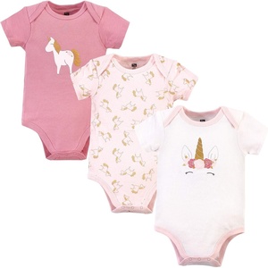 image:imageHudson Baby Baby Girls 3pc Cotton BodysuitsGold Pink Unicorn