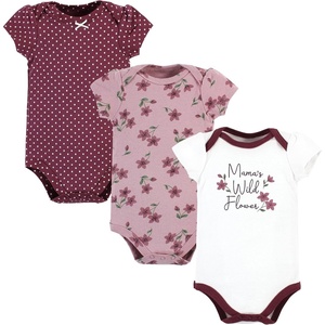 image:imageHudson Baby Baby Girls 3pc Cotton BodysuitsPlum Wildflower