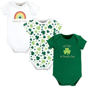 image:imageHudson Baby Baby Girls 3pc Cotton BodysuitsSt Patricks Rainbow