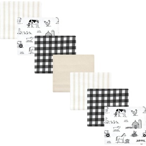 image:imageLittle Treasure Luvable Friends Cotton Poly Flannel Receiving Blankets Multipack Pink Garden 30x30 inchesBlack Neutral Farm