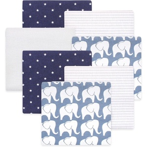 image:imageLittle Treasure Luvable Friends Cotton Poly Flannel Receiving Blankets Multipack Pink Garden 30x30 inchesBlue Elephant