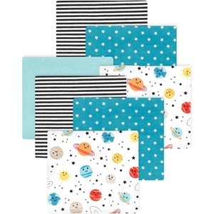 image:imageLittle Treasure Luvable Friends Cotton Poly Flannel Receiving Blankets Multipack Pink Garden 30x30 inchesBlue Happy Planets