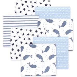 image:imageLittle Treasure Luvable Friends Cotton Poly Flannel Receiving Blankets Multipack Pink Garden 30x30 inchesBlue Narwhal
