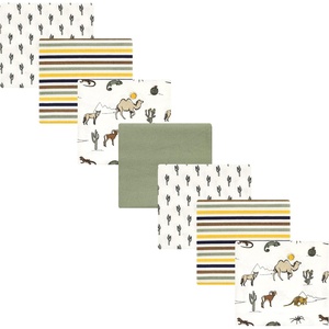 image:imageLittle Treasure Luvable Friends Cotton Poly Flannel Receiving Blankets Multipack Pink Garden 30x30 inchesGreen Desert Animals