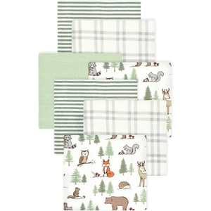 image:imageLittle Treasure Luvable Friends Cotton Poly Flannel Receiving Blankets Multipack Pink Garden 30x30 inchesGreen Forest Animals