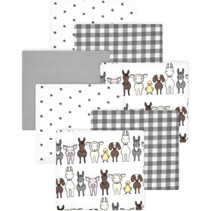 image:imageLittle Treasure Luvable Friends Cotton Poly Flannel Receiving Blankets Multipack Pink Garden 30x30 inchesGrey Farm Friends