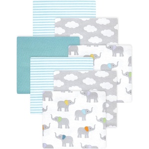 image:imageLittle Treasure Luvable Friends Cotton Poly Flannel Receiving Blankets Multipack Pink Garden 30x30 inchesGrey Teal Elephant