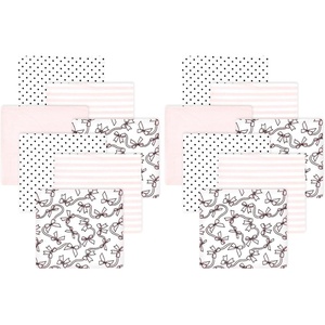 image:imageLittle Treasure Luvable Friends Cotton Poly Flannel Receiving Blankets Multipack Pink Garden 30x30 inchesLazo Rosado