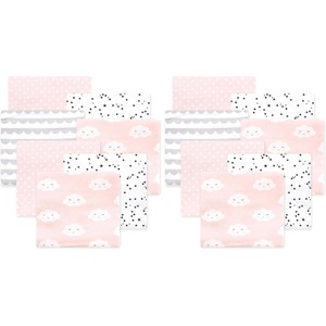 image:imageLittle Treasure Luvable Friends Cotton Poly Flannel Receiving Blankets Multipack Pink Garden 30x30 inchesNube Rosa