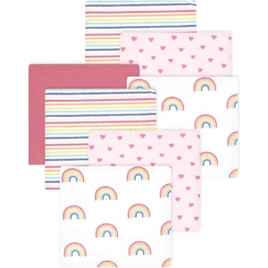 image:imageLittle Treasure Luvable Friends Cotton Poly Flannel Receiving Blankets Multipack Pink Garden 30x30 inchesPink Creative Rainbow