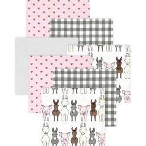 image:imageLittle Treasure Luvable Friends Cotton Poly Flannel Receiving Blankets Multipack Pink Garden 30x30 inchesPink Farm Friends