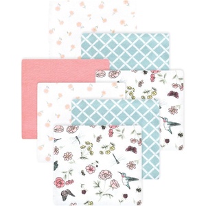 image:imageLittle Treasure Luvable Friends Cotton Poly Flannel Receiving Blankets Multipack Pink Garden 30x30 inchesPink Hummingbird Garden