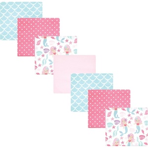 image:imageLittle Treasure Luvable Friends Cotton Poly Flannel Receiving Blankets Multipack Pink Garden 30x30 inchesPink Mermaid