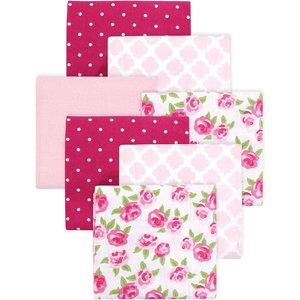 image:imageLittle Treasure Luvable Friends Cotton Poly Flannel Receiving Blankets Multipack Pink Garden 30x30 inchesPink Rose