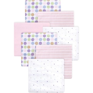 image:imageLittle Treasure Luvable Friends Cotton Poly Flannel Receiving Blankets Multipack Pink Garden 30x30 inchesPink Stripes